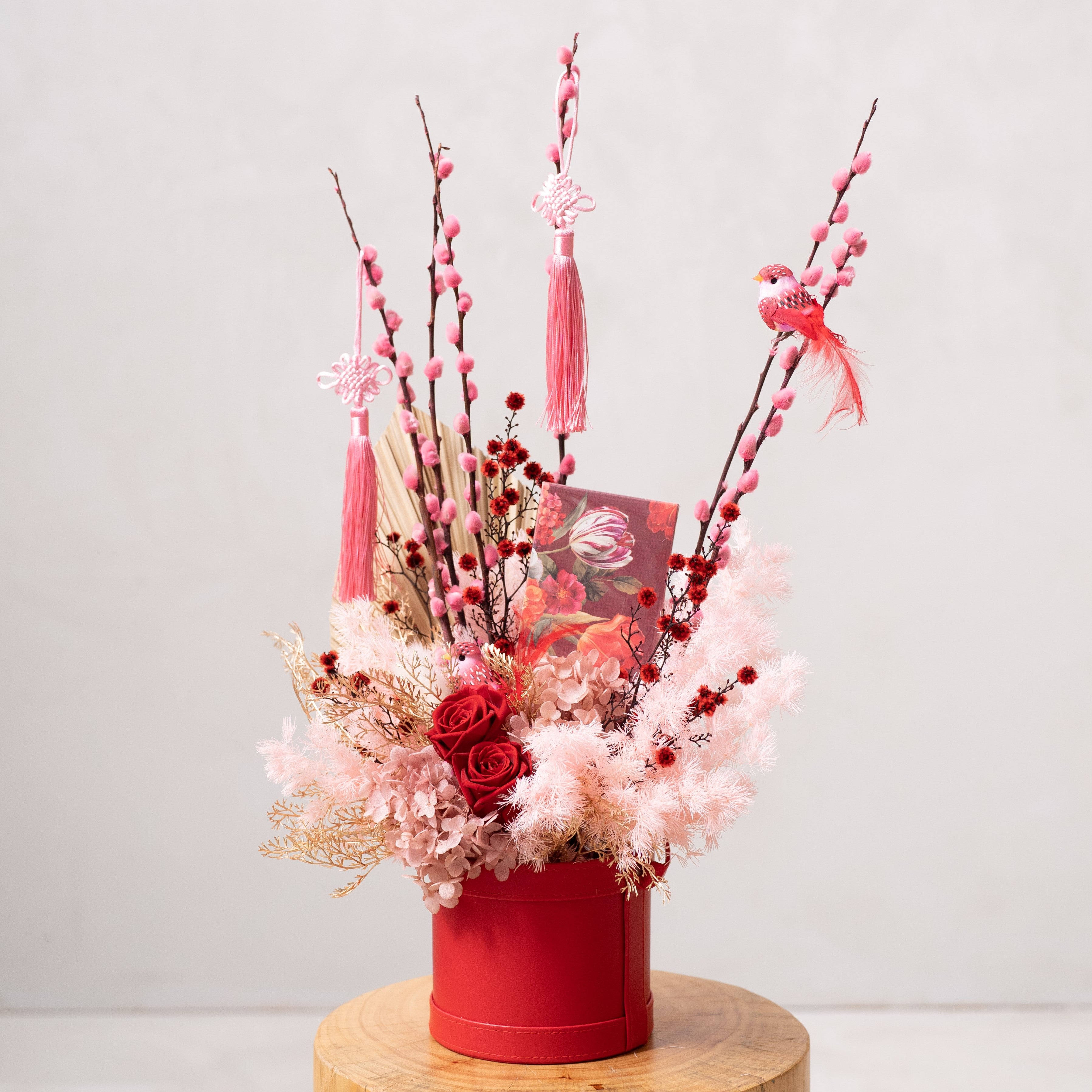 Auspicious Bloom Basket– Preserved Flowers