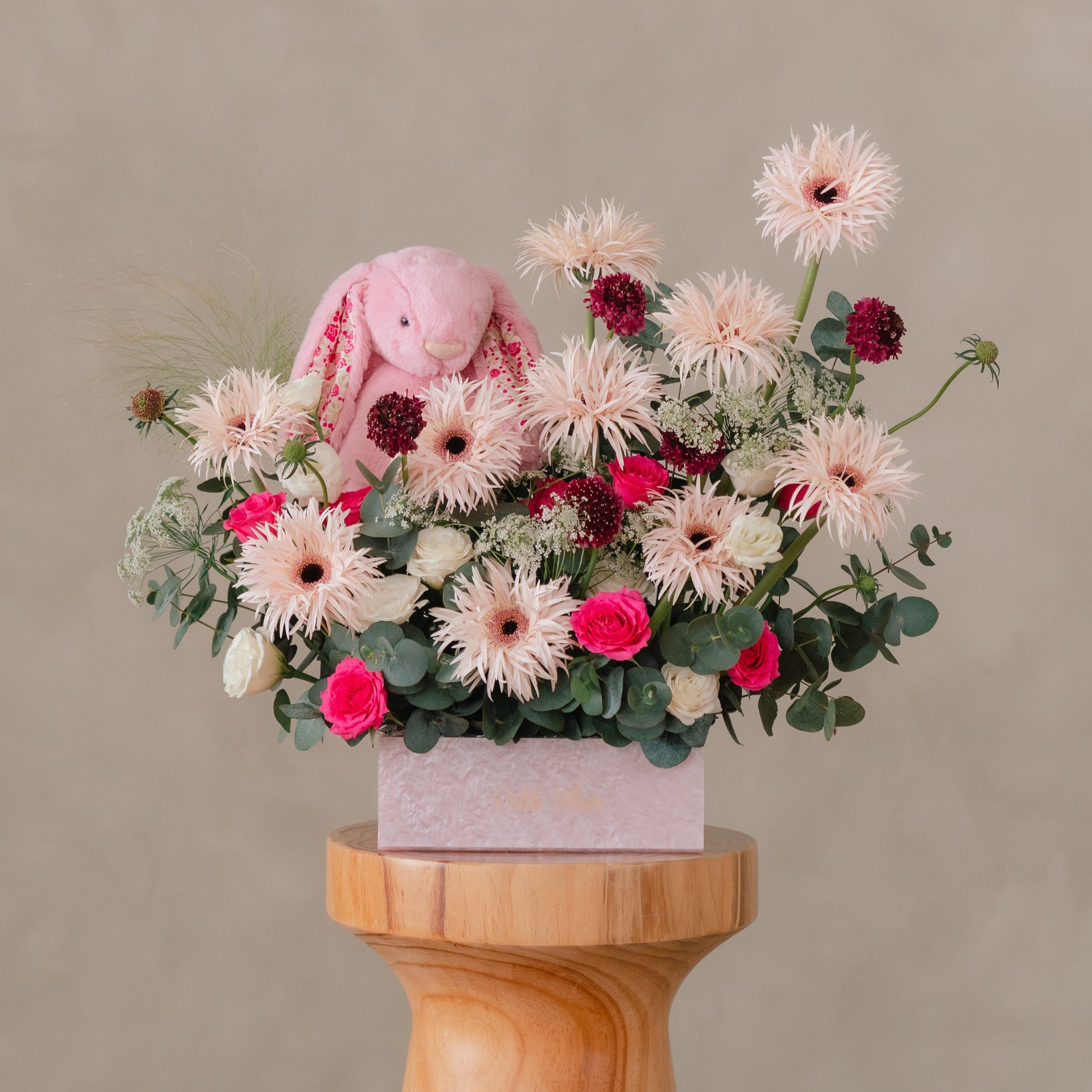 Jellycat Blushkin Bunny and Cheerful Holland Gerberas
