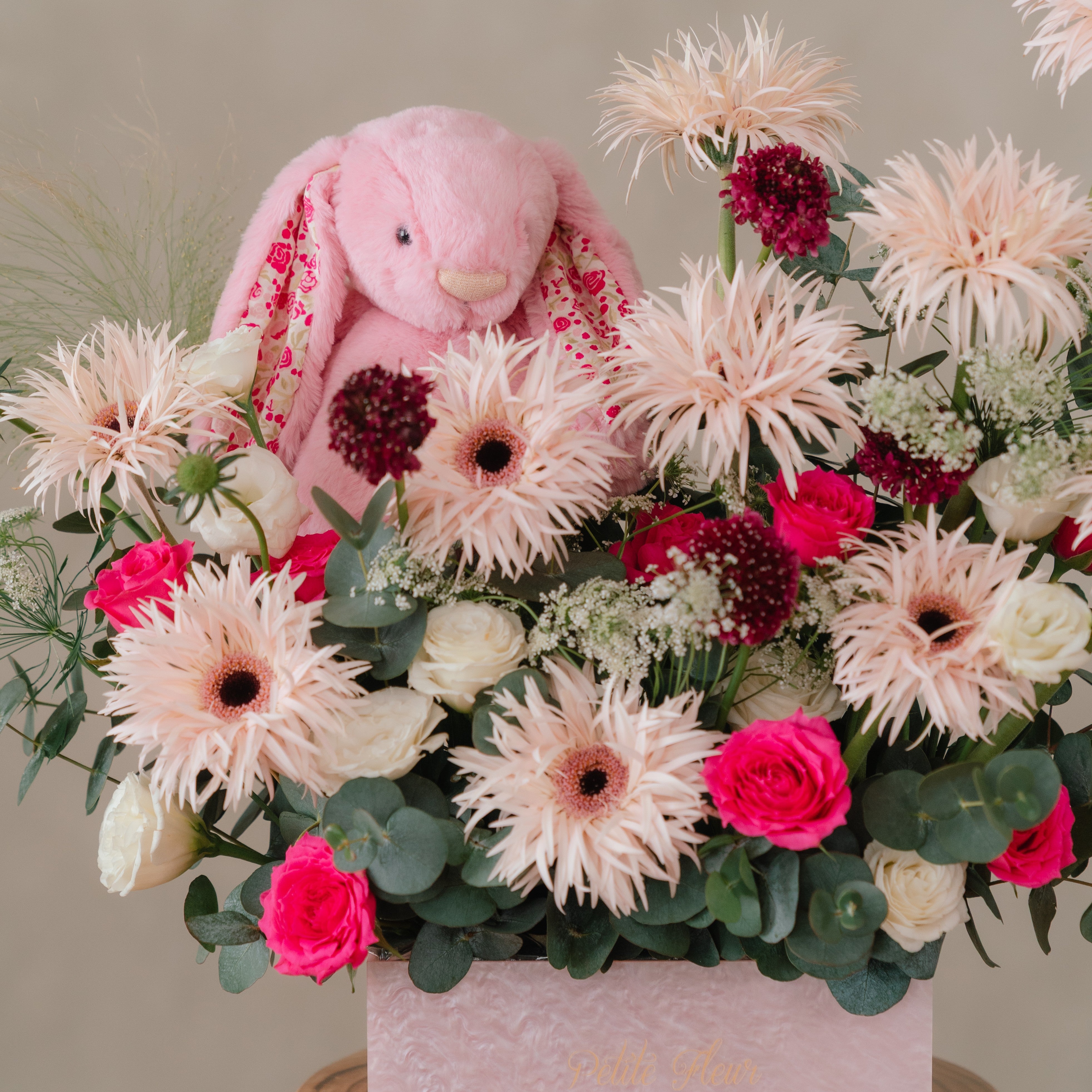 Jellycat Blushkin Bunny and Cheerful Holland Gerberas