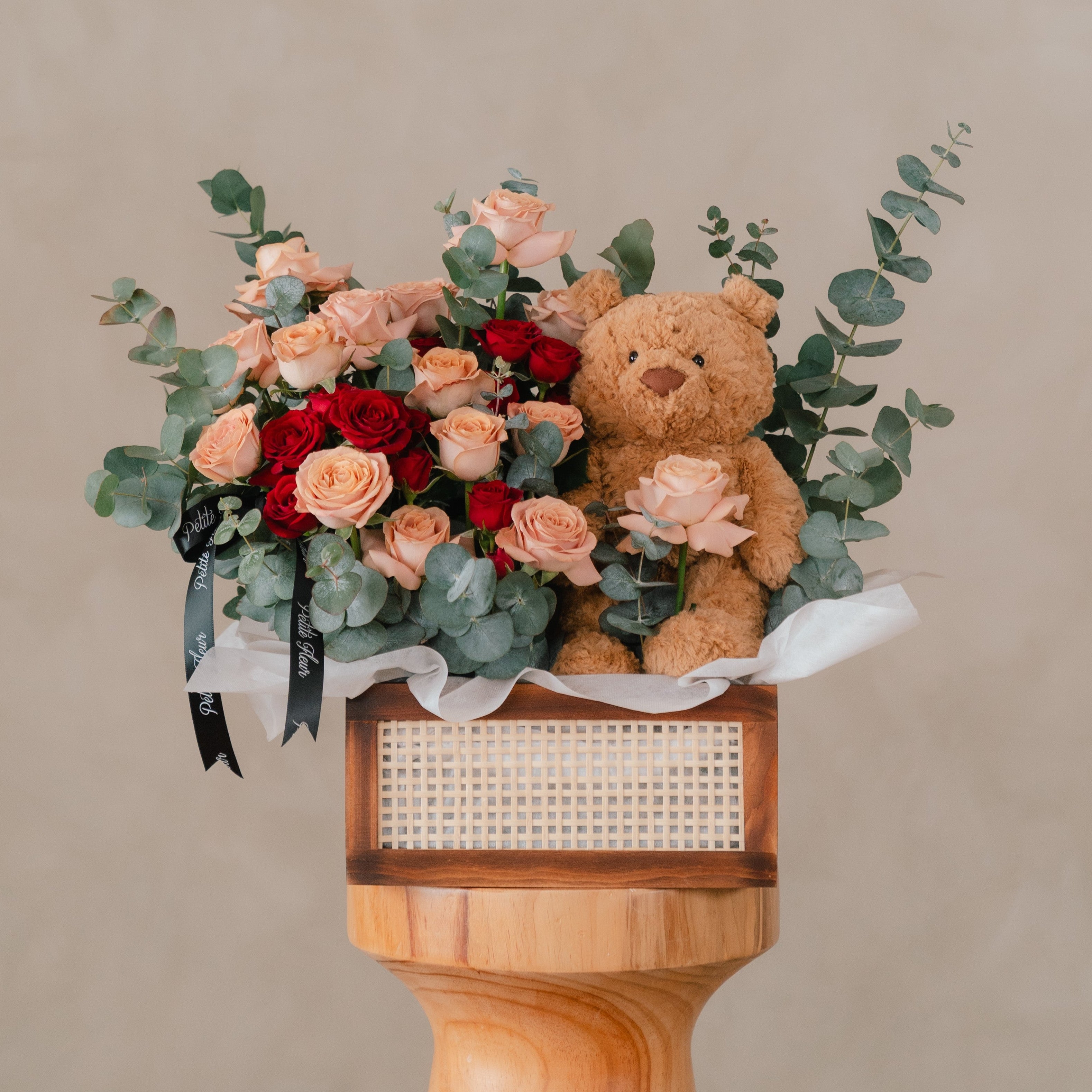 Jellycat Bartholomew Bear and Rose Arrangement