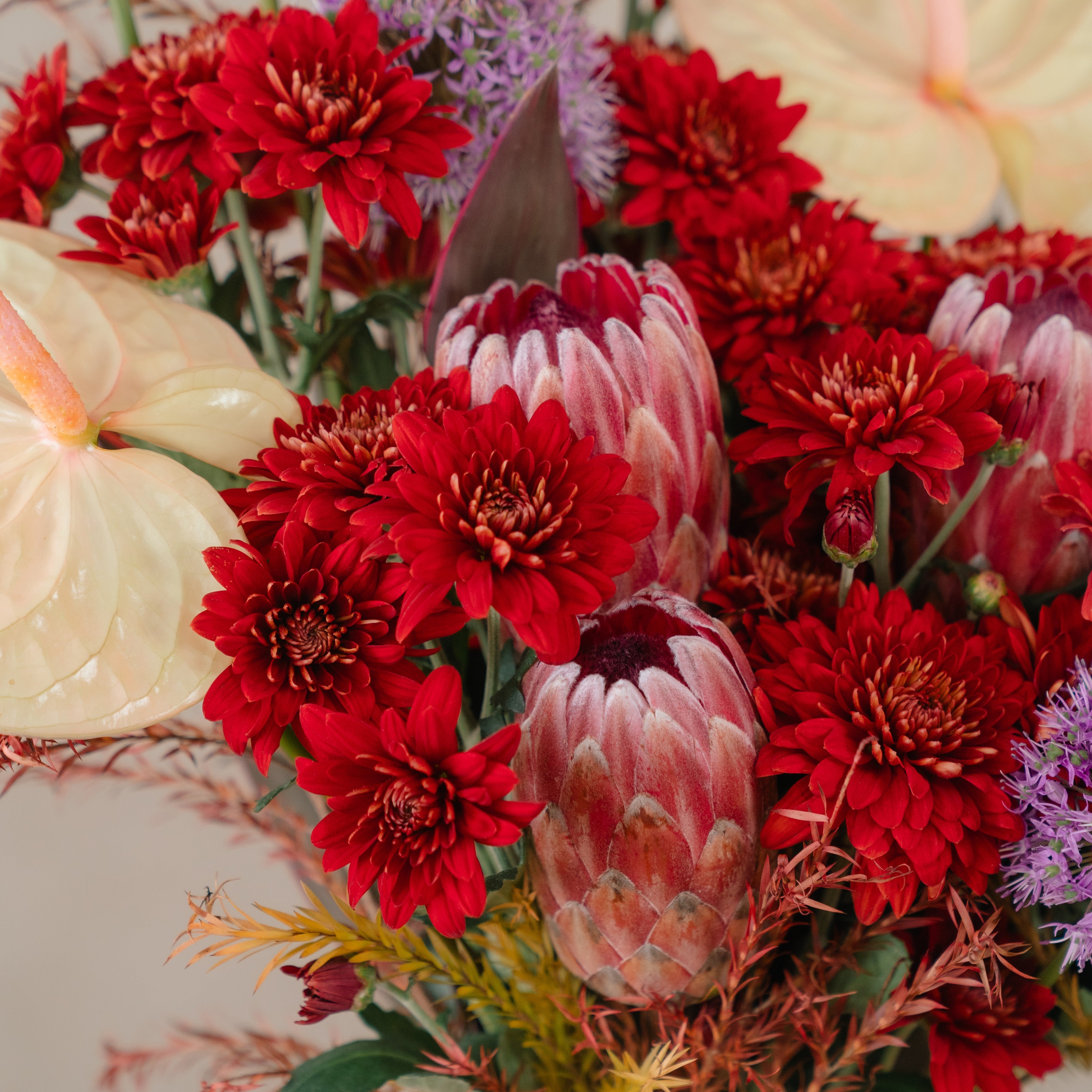 Cymbidium Orchid and Allium Vase Arrangement