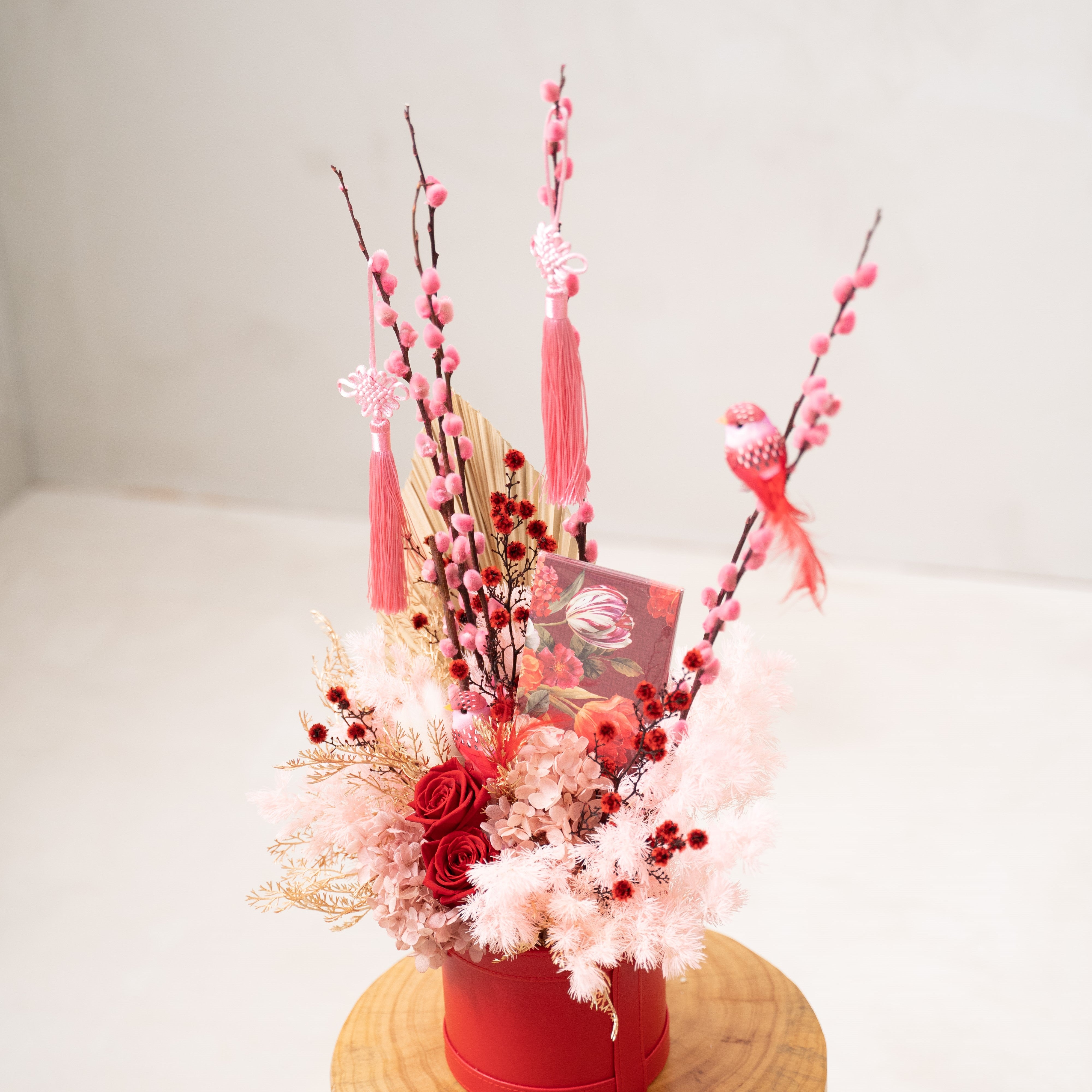 Auspicious Bloom Basket– Preserved Flowers