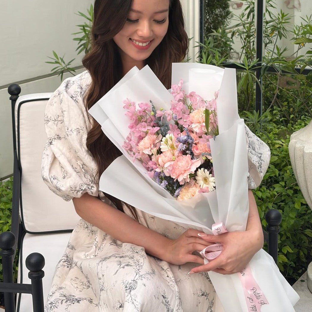 Sweet Carnation and Delphinium Bouquet