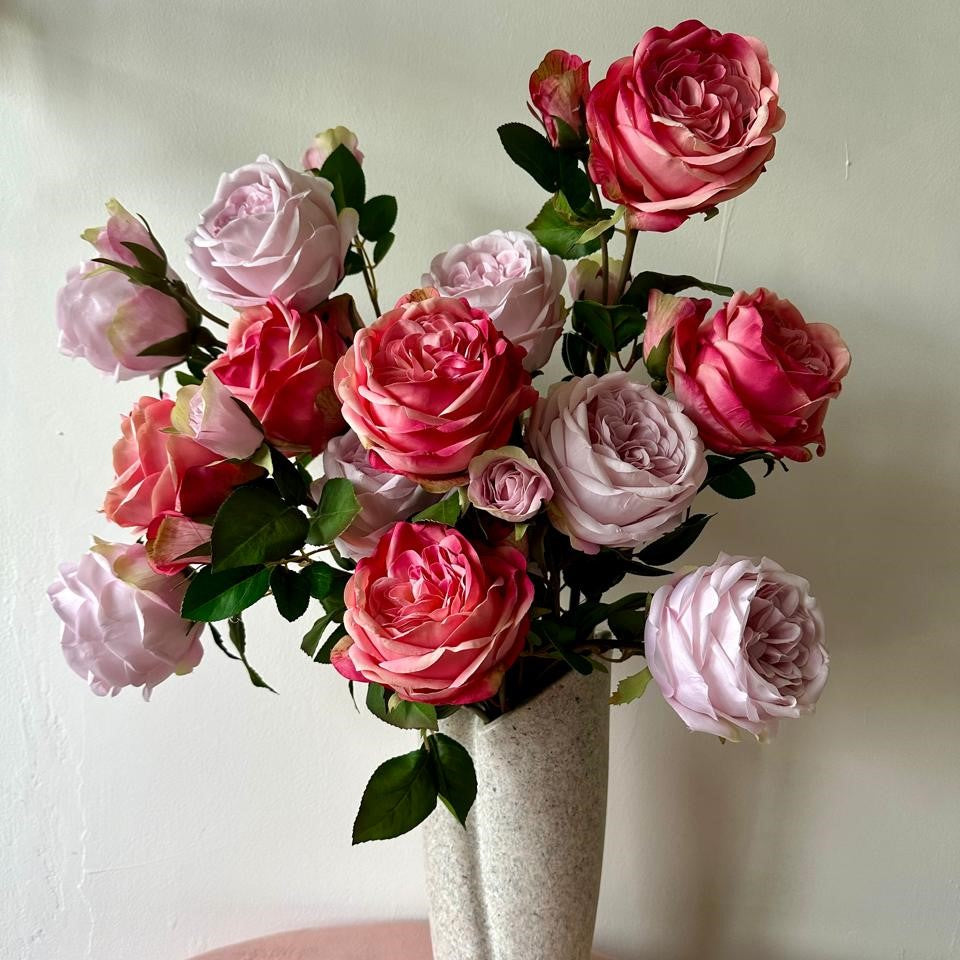 Artificial Garden Roses Vase Arrangement