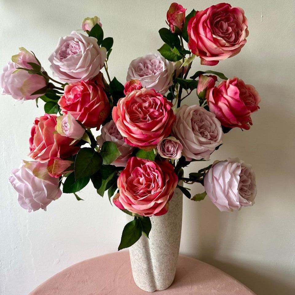 Artificial Garden Roses Vase Arrangement