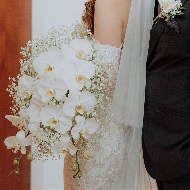 Baby’s Breath and Phalaenopsis Bridal Bouquet