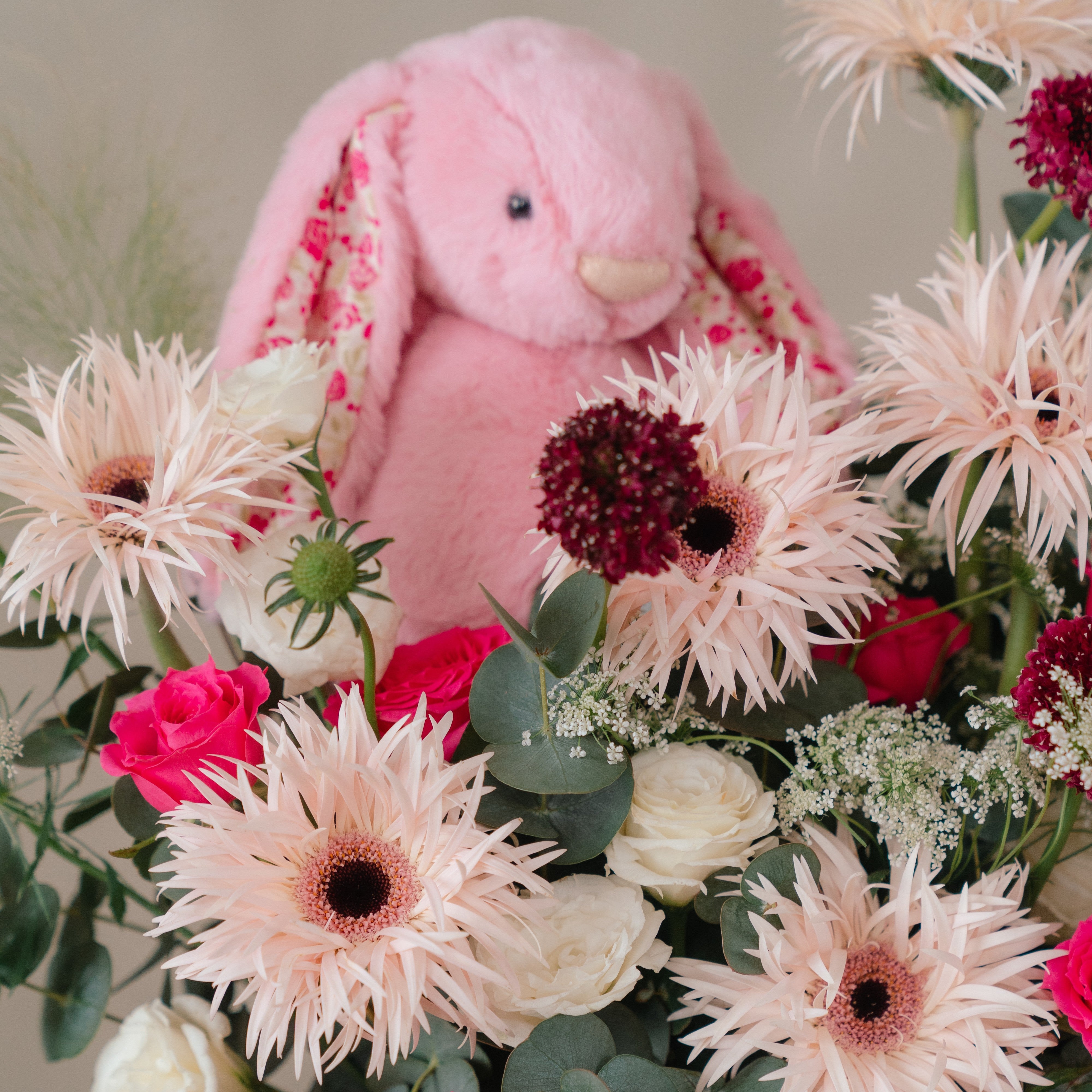 Jellycat Blushkin Bunny and Cheerful Holland Gerberas