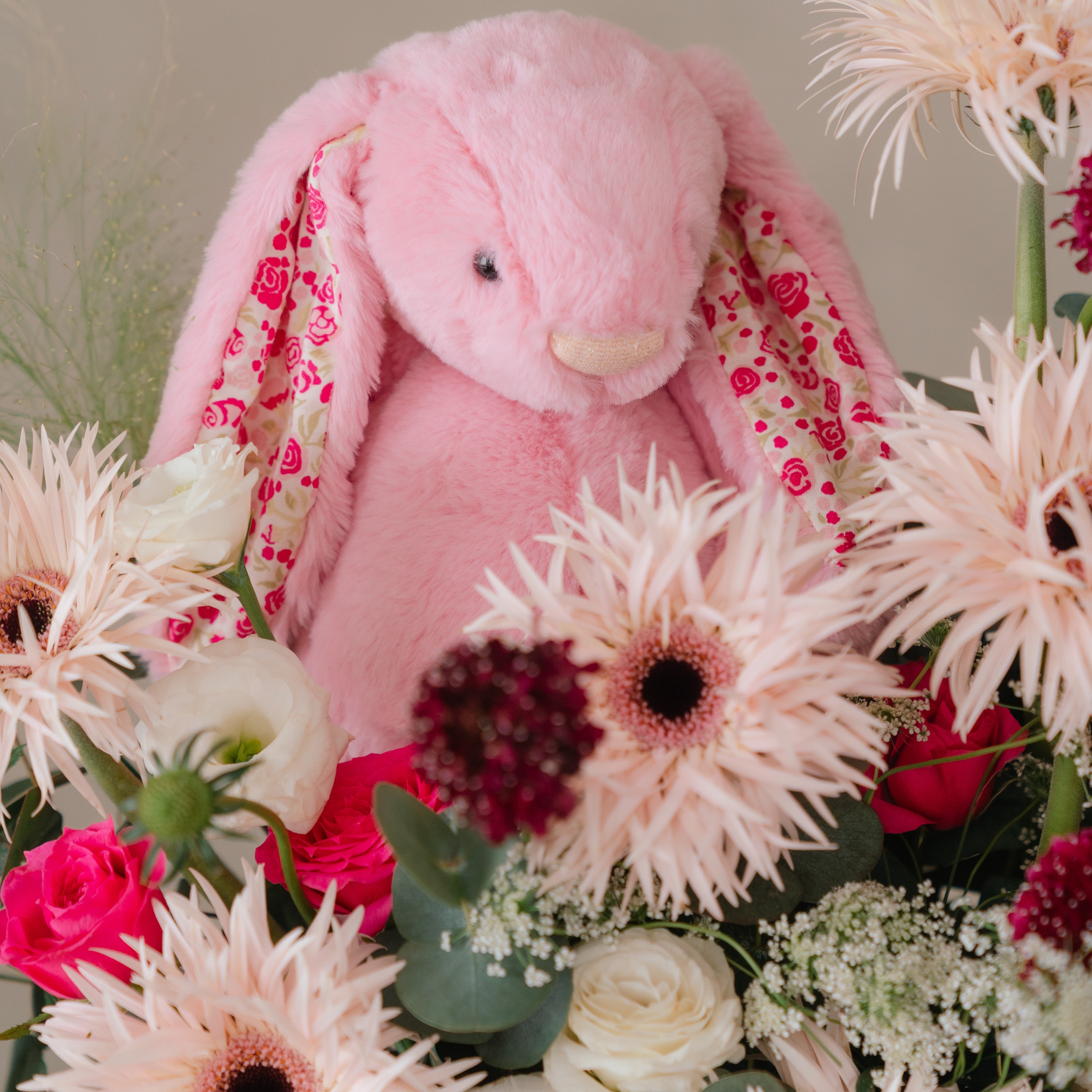 Jellycat Blushkin Bunny and Cheerful Holland Gerberas