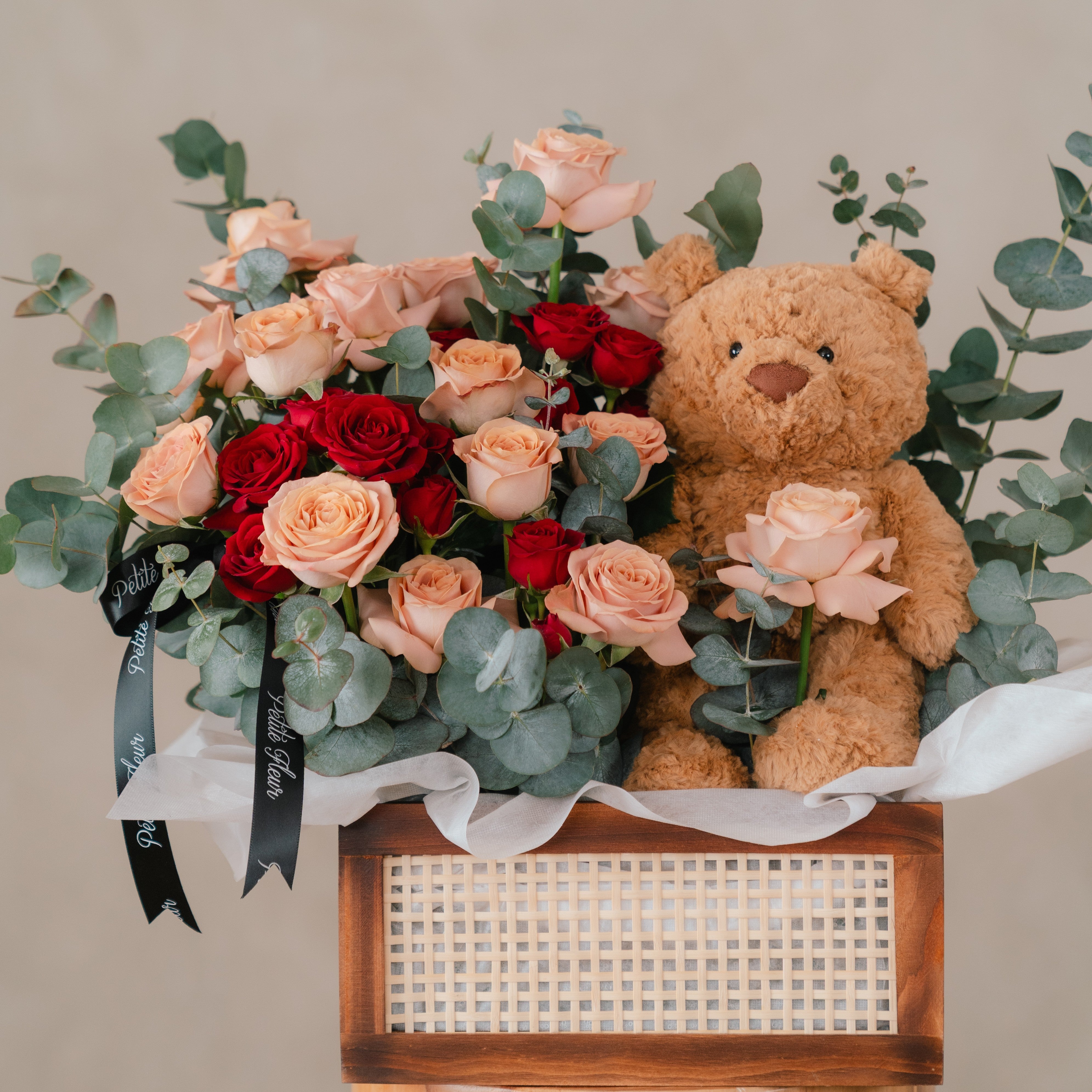 Jellycat Bartholomew Bear and Rose Arrangement