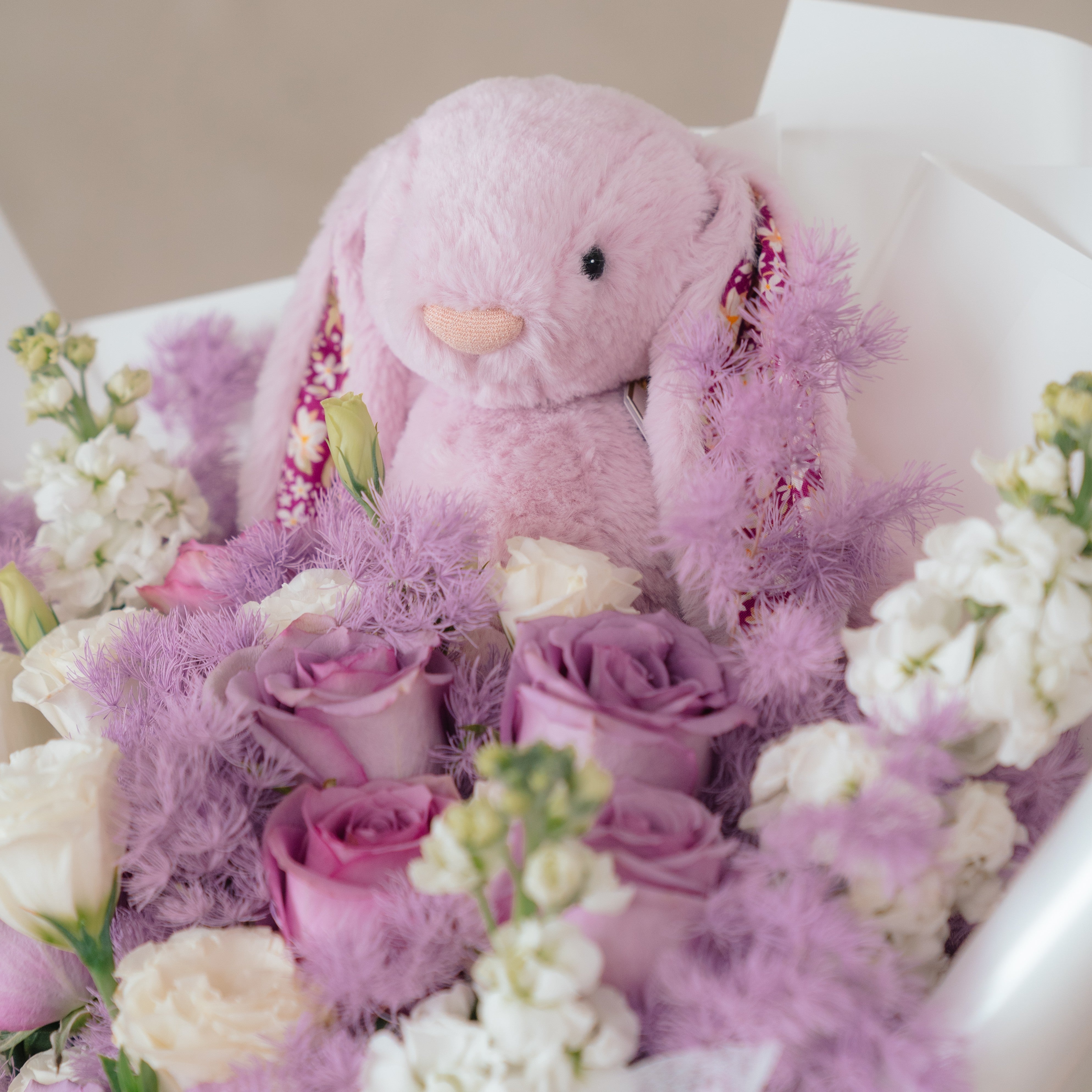 Jellycat Thistlepop Bunny and Purple Rose Bouquet