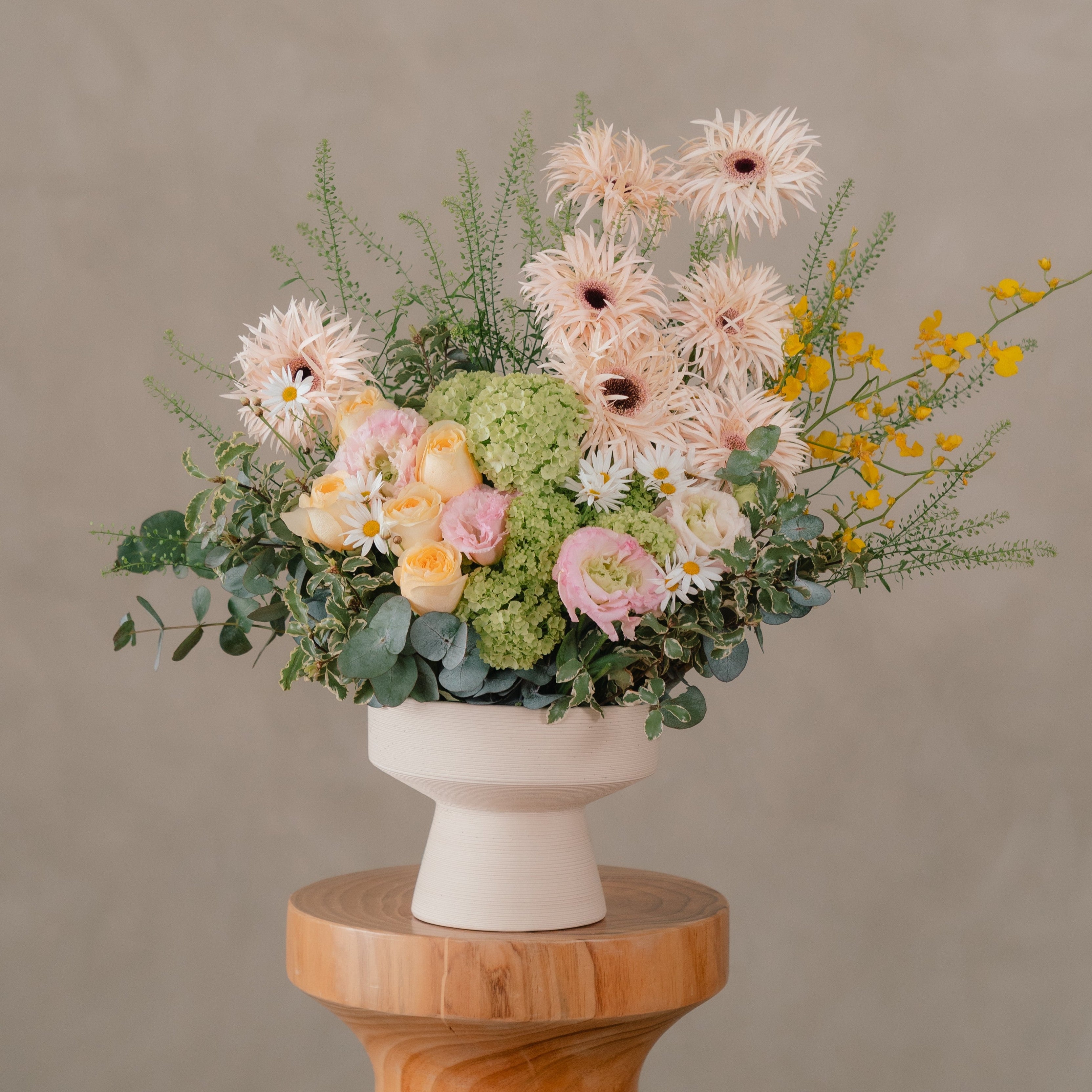 Holland Gerbera and Garden Rose Vase Arrangement