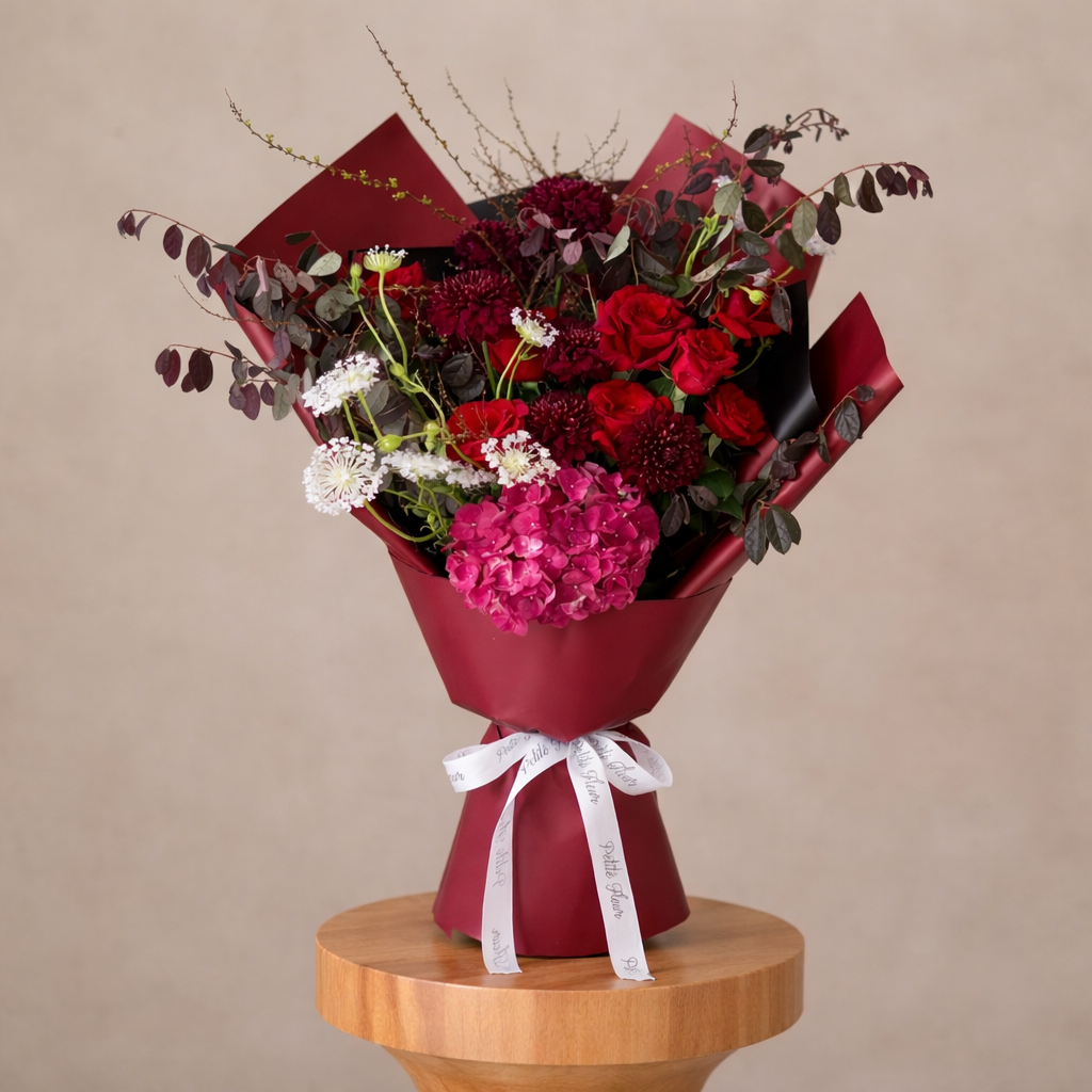 Jellycat Waffle with Roses and Hydrangea Bouquet