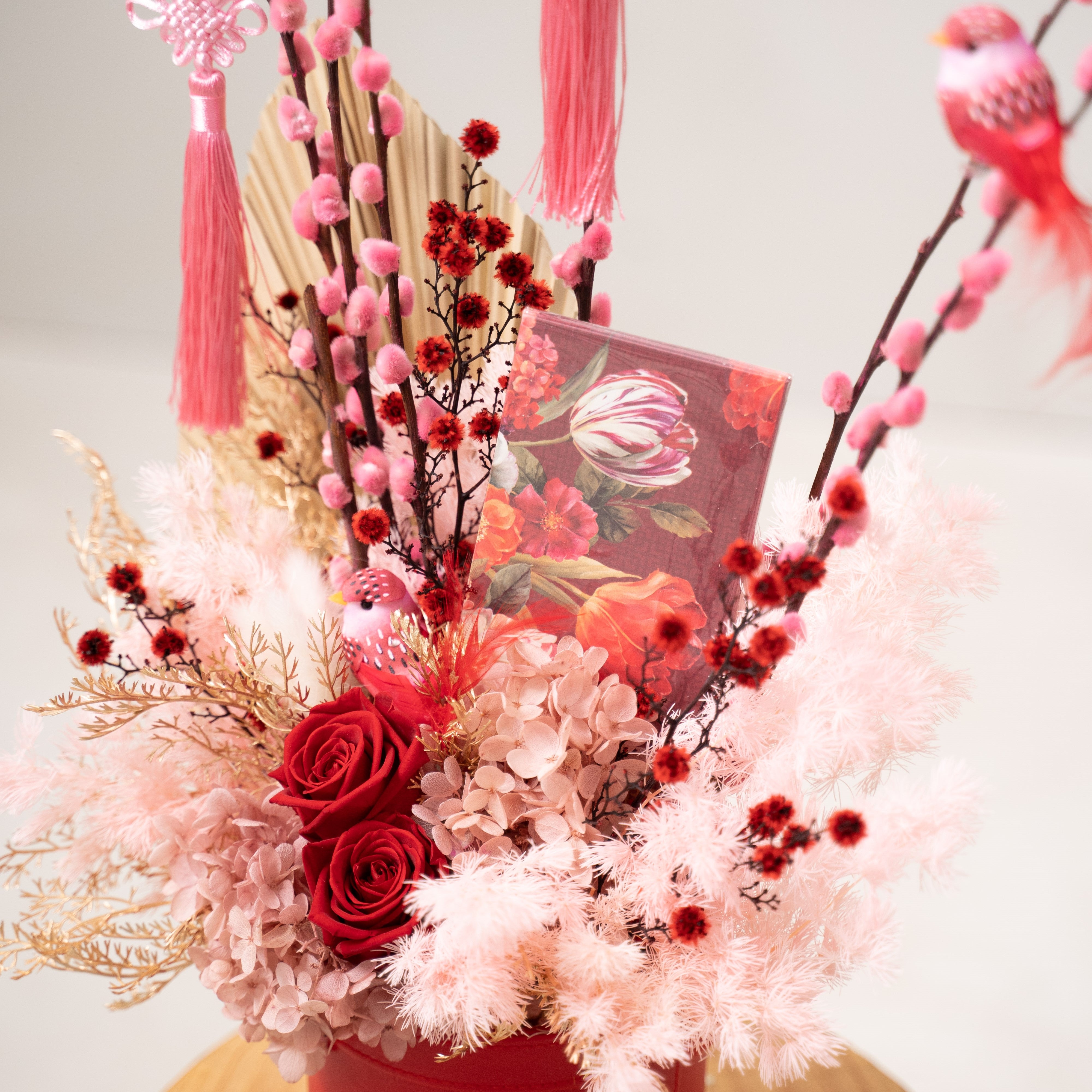 Auspicious Bloom Basket– Preserved Flowers