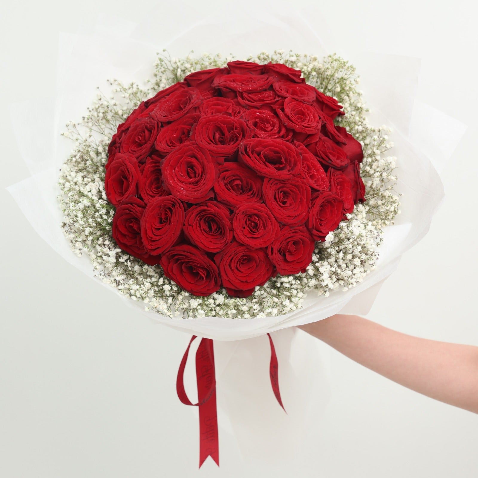 36 Premium Roses With Gypsophila