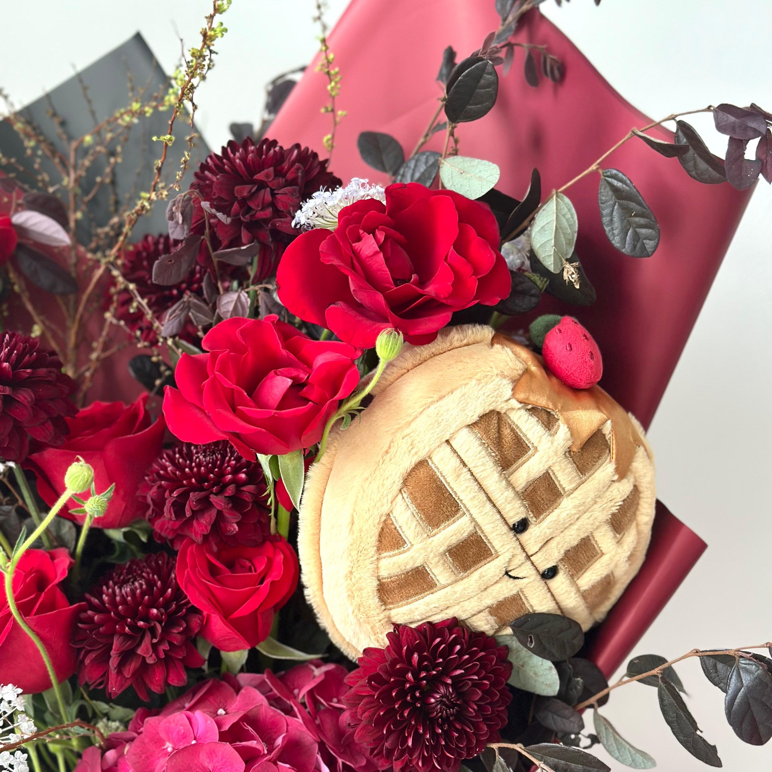 Jellycat Waffle with Roses and Hydrangea Bouquet